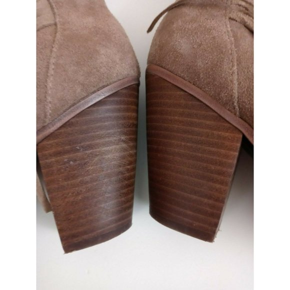 Vince Camuto Tan Suede Tassled Side Zip Wedge Ankle Booties Size 9 M - Picture 9 of 10